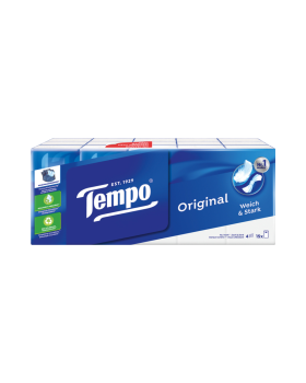 Tempo Klassik Taschentuecher, 4­lagig, 15 mal 10 Stueck, waschmaschinenfest, 150 Stueck